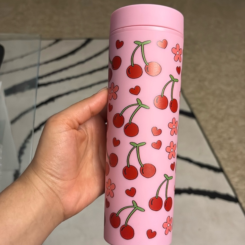 Charming Pink Tumbler with Cherry Motif - Picture 8 of 11